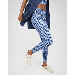 Aerie Real Me XTRA High Waisted Crossover Ruffle Legging Royal Navy Size XS